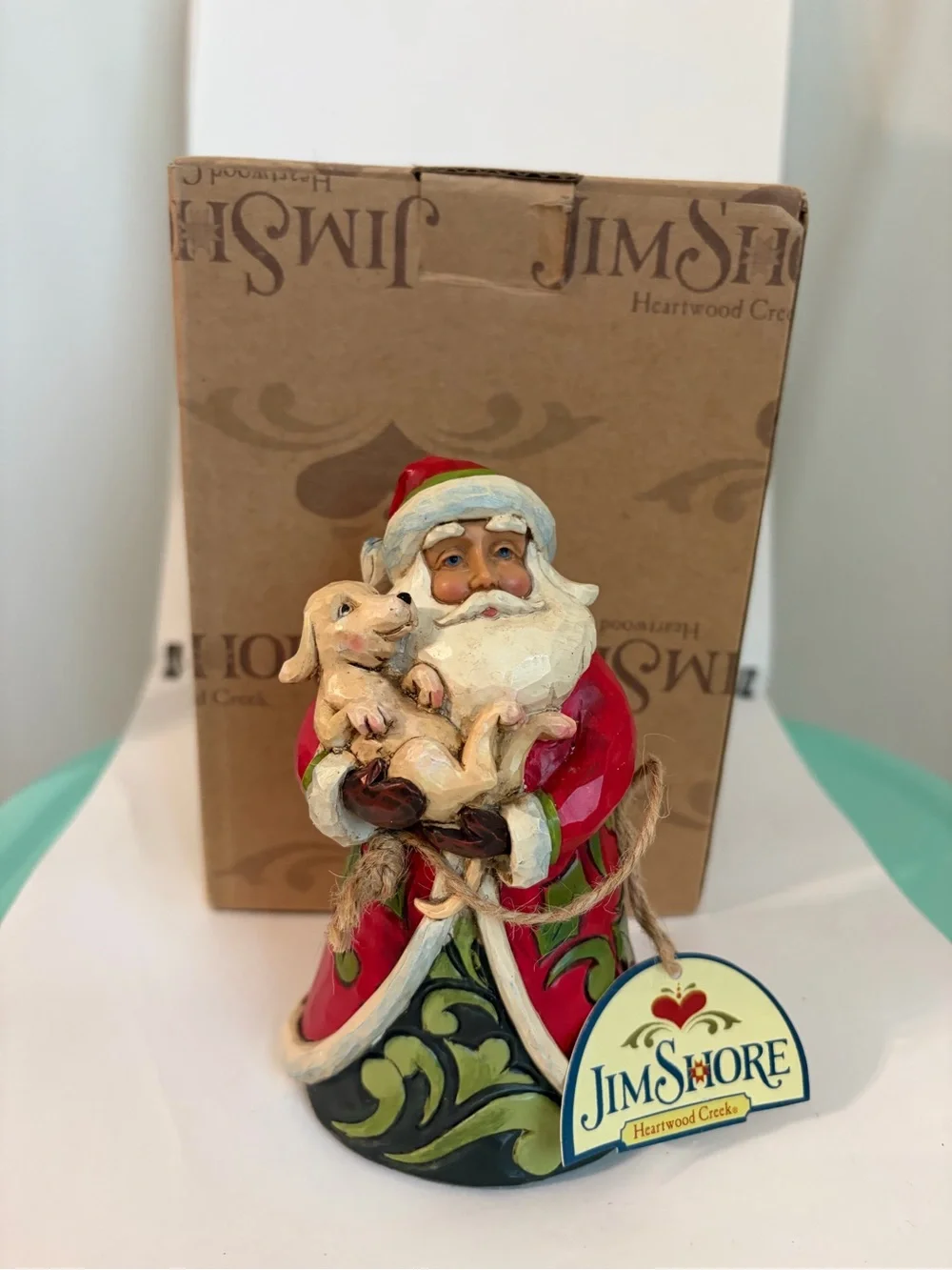 Jim Shore 2014 Pint Sized Santa with Puppy 5.5” Christmas Figurine